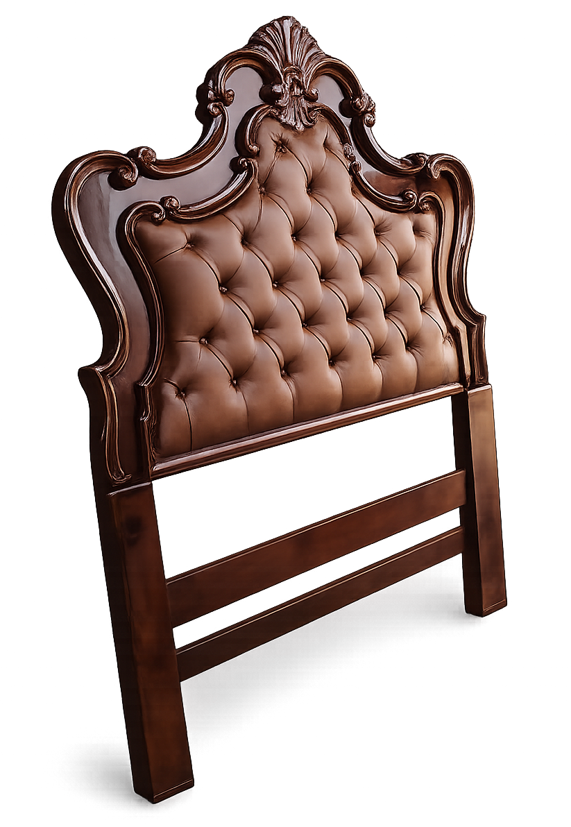 Royal Carved Tufted Mahogany Headboard